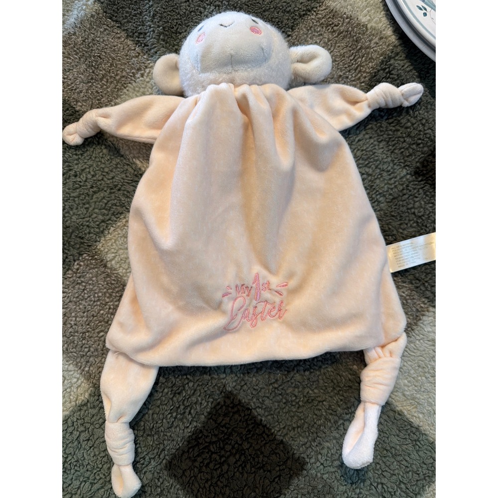 MTY International My 1st Easter Lamb Lovey Security Blanket Pink Cream Plush